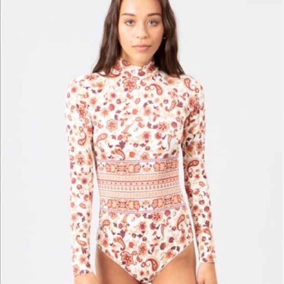 ☀️RIP CURL☀️ G BOMB LONG SLEEVE UV BURNT ORANGE BODY SUIT - Picture 8 of 15